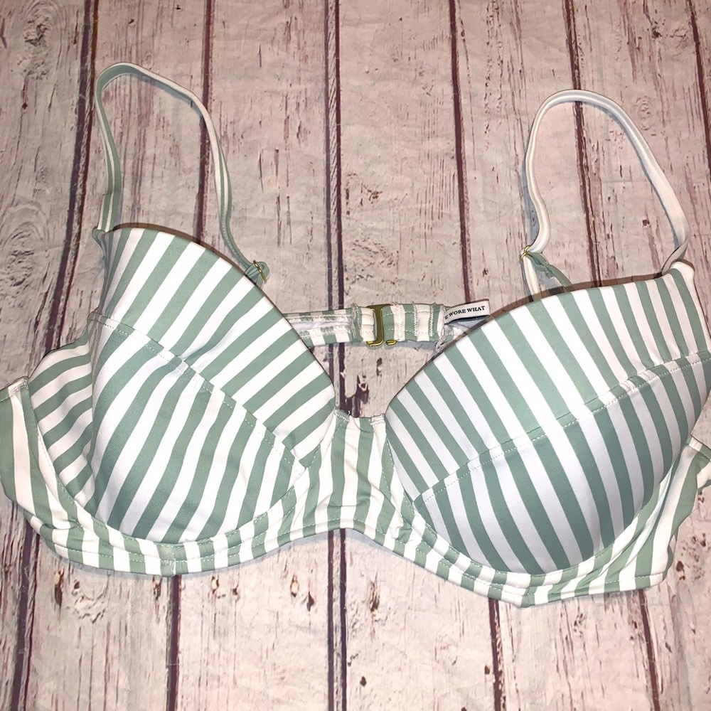 WeWoreWhat green & white striped “Lydia” corset bikini top L - Picture 3 of 3